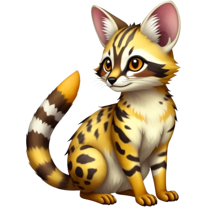 Exotic randomly colored colorful light cute lush warm-colored Fakémon-Fionbri-Vernid-Genet-creature with markings (full body) emoji