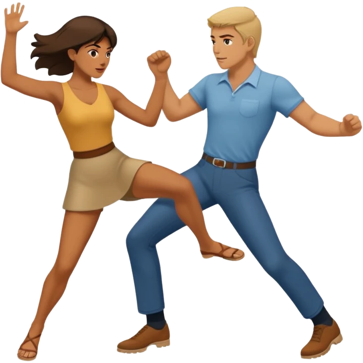 Women kicks a man emoji