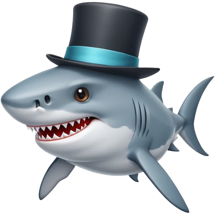 Shark with a top hat emoji