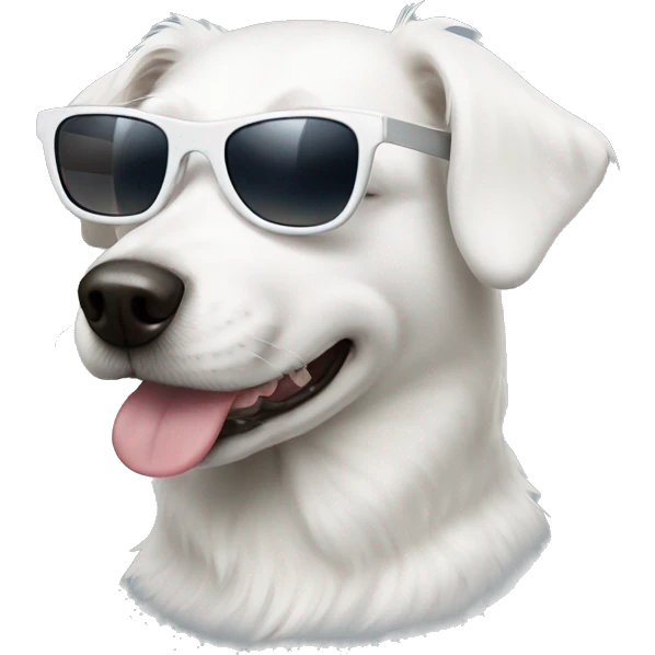 white dog with sunglasses emoji