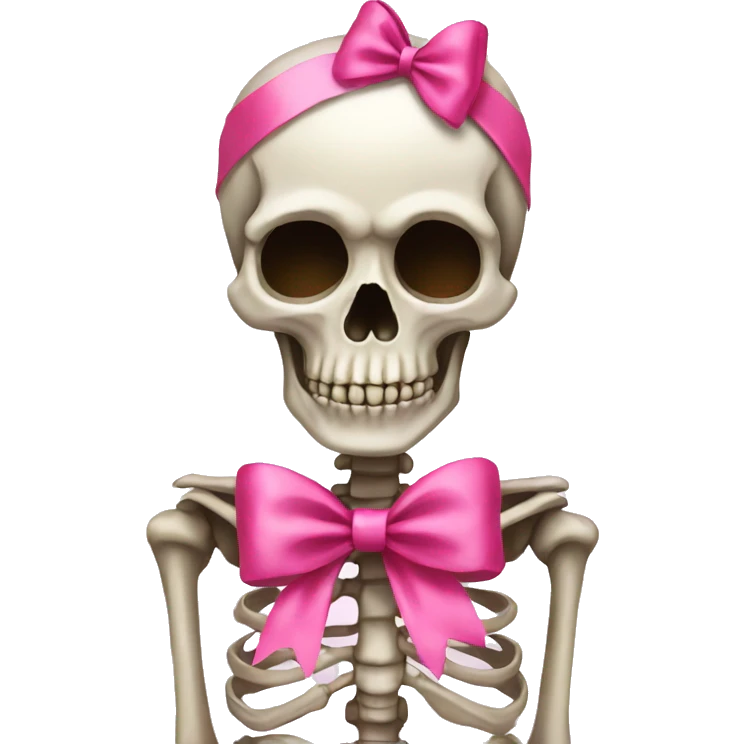 Skeleton with pink bows emoji