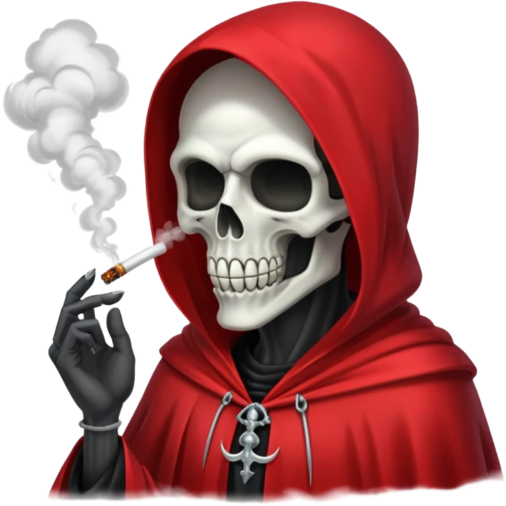 grim reaper in red cape smoking weed with loads of smoke emoji