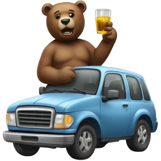 Drunk car bear emoji