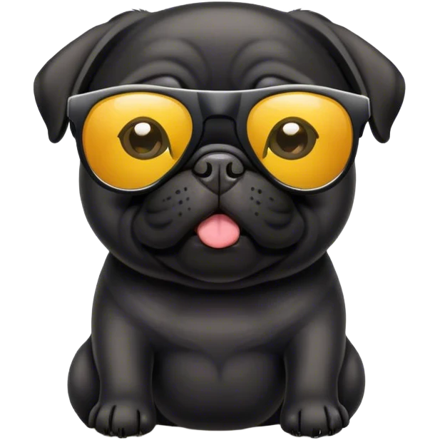 Black pug wearing sunglasses emoji