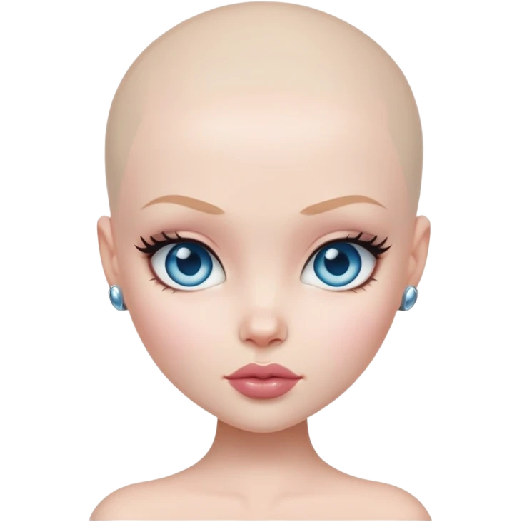 pretty bratz baddie, bald, pale skin, blue eyes emoji