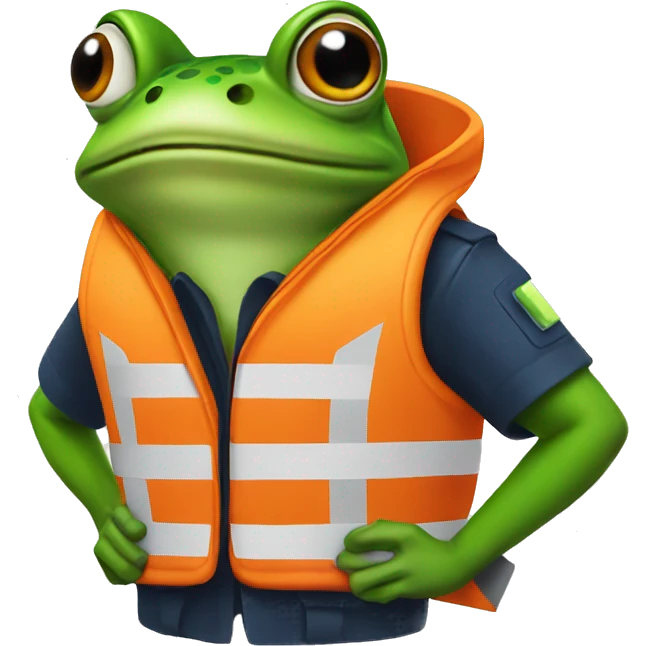 frog in orange high vis vest emoji