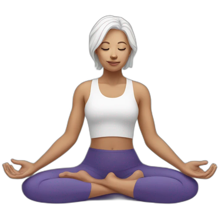white hair woman doing yoga emoji