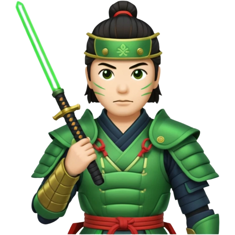 samurai with laser sword, green emoji