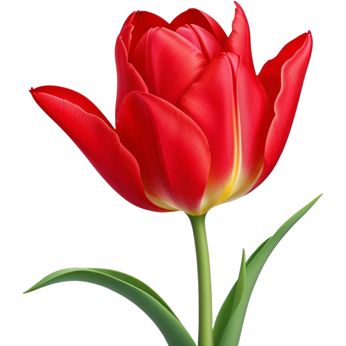 ​Cinematic Realistic Tulip, depicted as a single, exquisitely detailed bloom with vibrant red petals and a delicate stem, softly illuminated by natural light that highlights its graceful beauty and elegant form, emoji