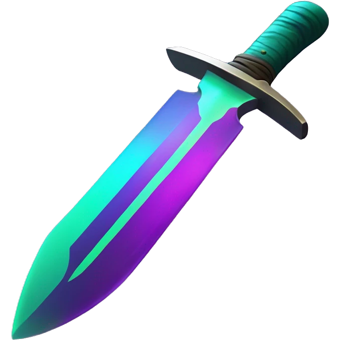 45° angle Aurora borealis purple teal lime green dagger knife sword emoji