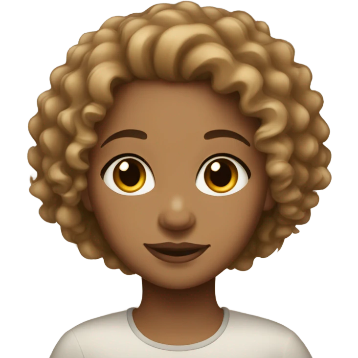 light skin brown girl with curly hair emoji