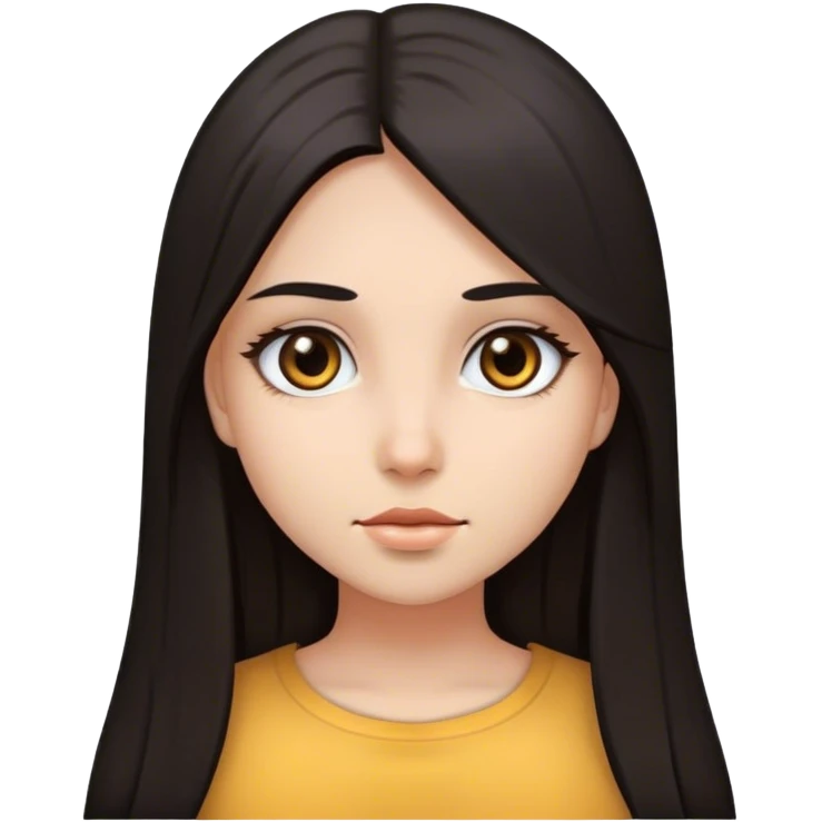 girl with long straight dark hair and dark eyes emoji