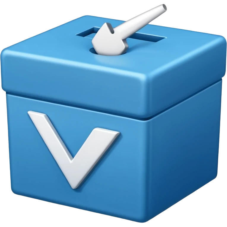 A blue box  and a white tick 2d emoji