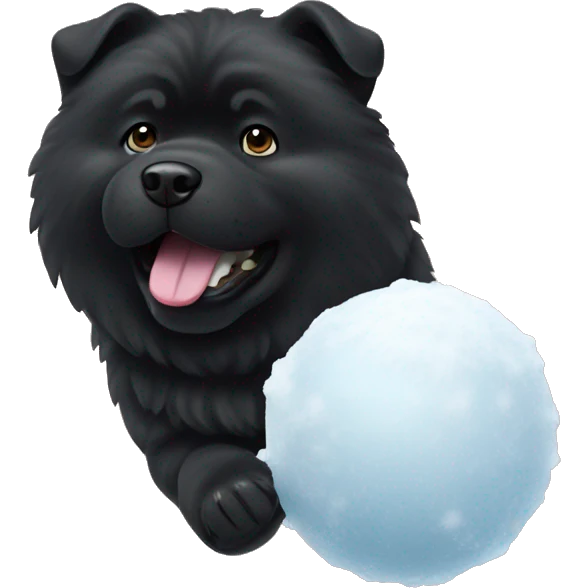 Black Chow dog throwing a snowball emoji