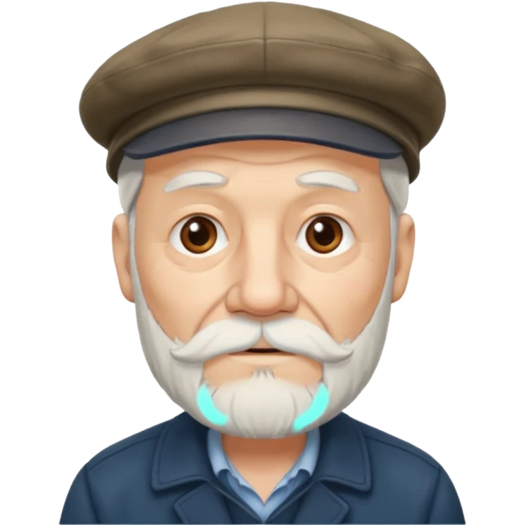 Old man white beard wearing a flat cap emoji