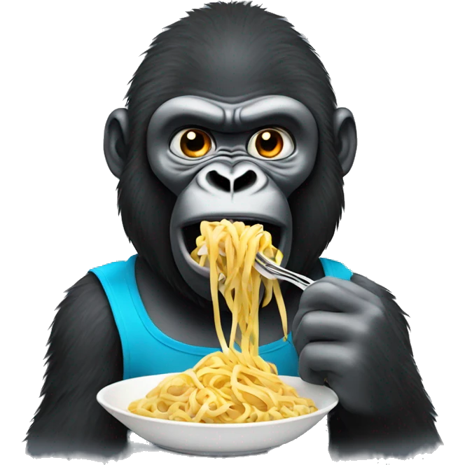 Gorilla eating pasta emoji