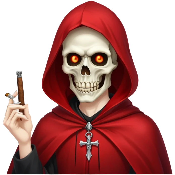 demonic grim reaper in red cape smoking weed emoji