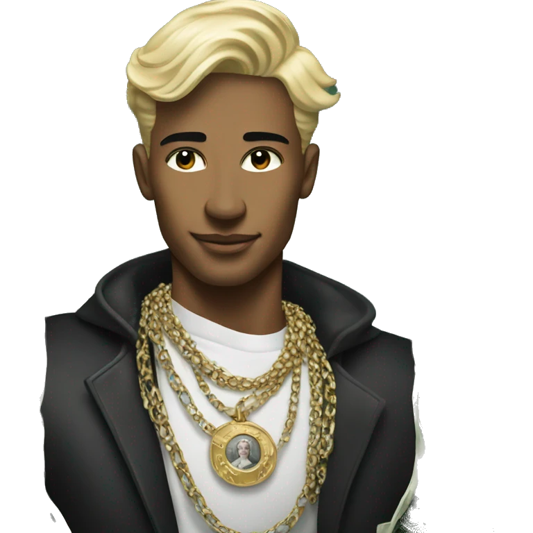 male model with jewelry portrait on a dollar bill emoji