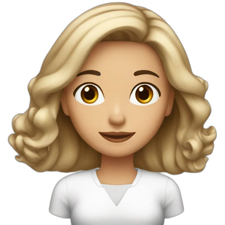 Mujer blanca cabello largo medio cafe emoji