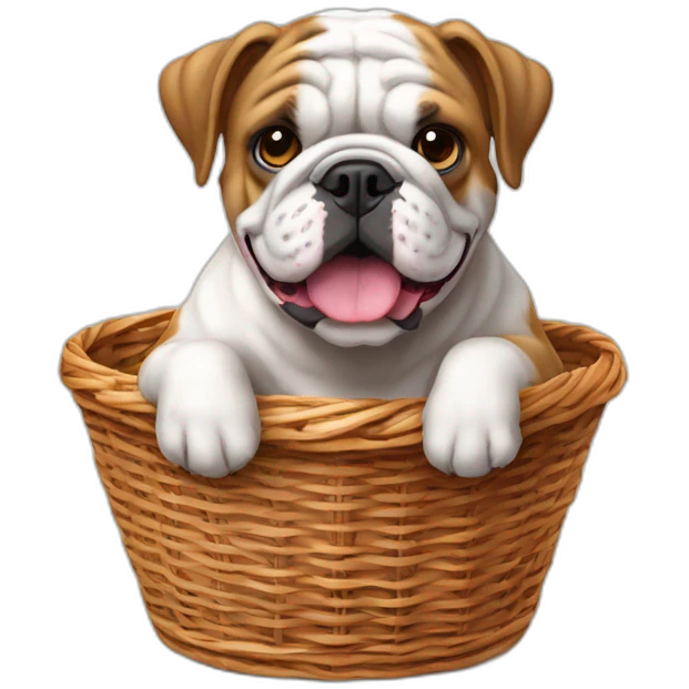 English bulldog sur une balle de basket emoji