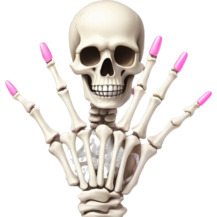 Skeleton hands bones with pink polish nails  emoji