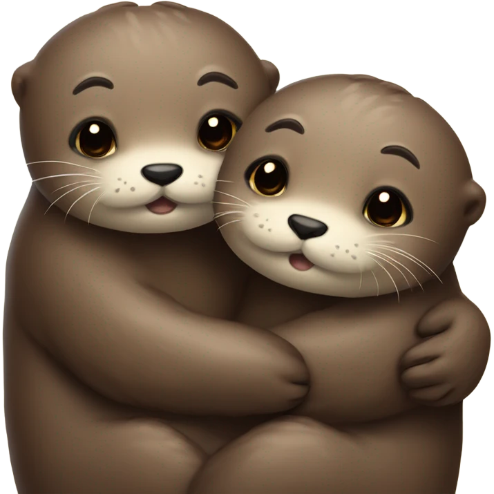 Cuddling cute otters, one has a mustache  emoji