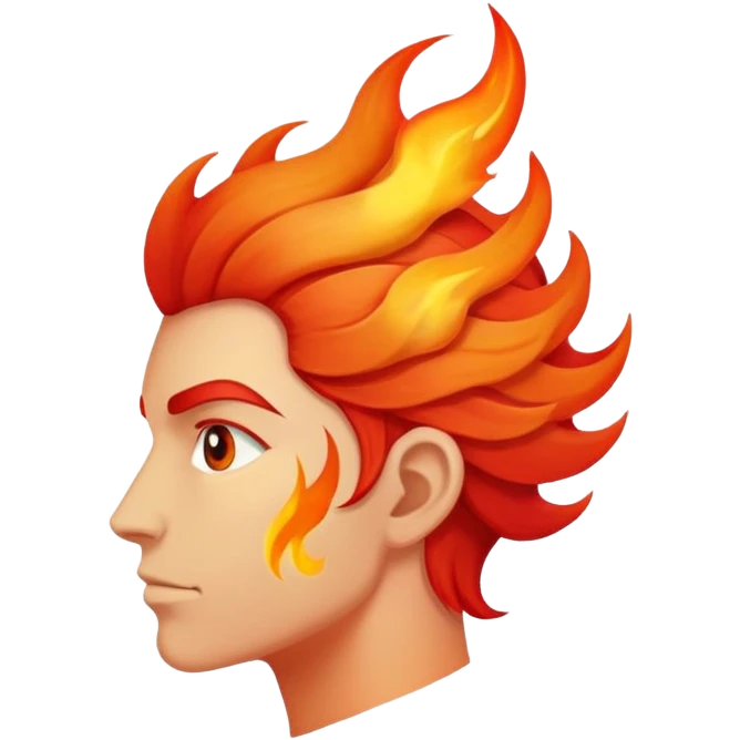 side profile head with flame for hair not human emoji