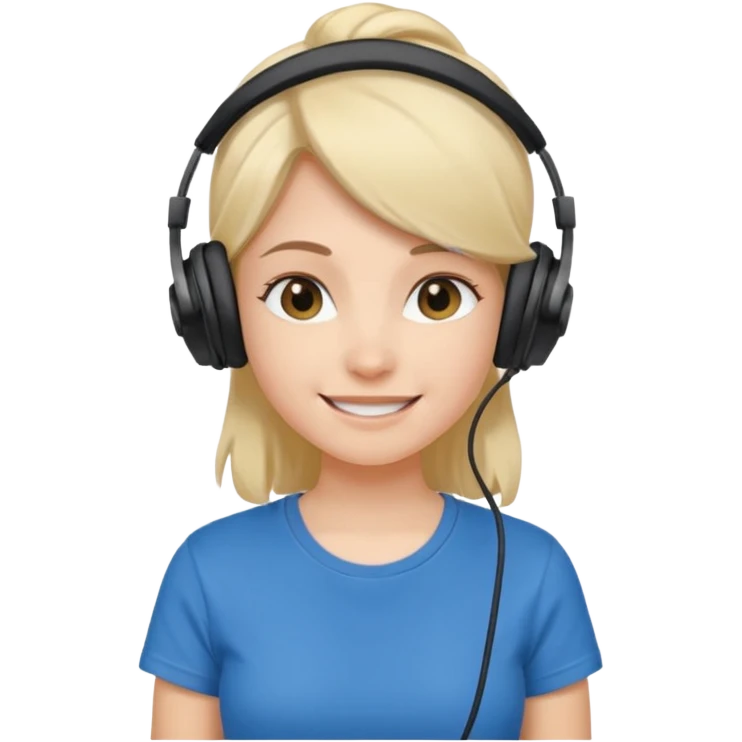 Female, shy, wearing headphone having mic, t-shirt 


 emoji