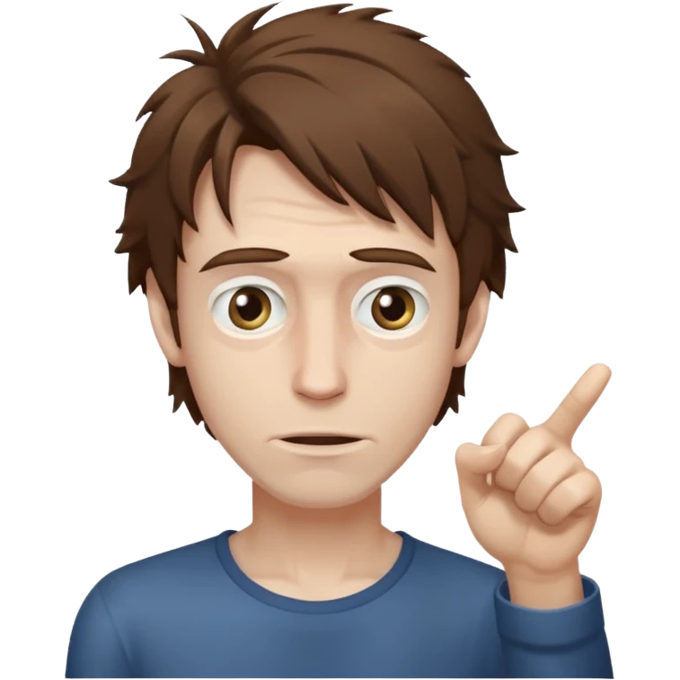 Weak man with disheveled hair pointing to his right emoji