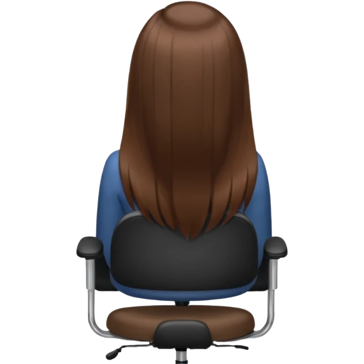 Woman sitting on an office chair from the Back of head with long hair emoji