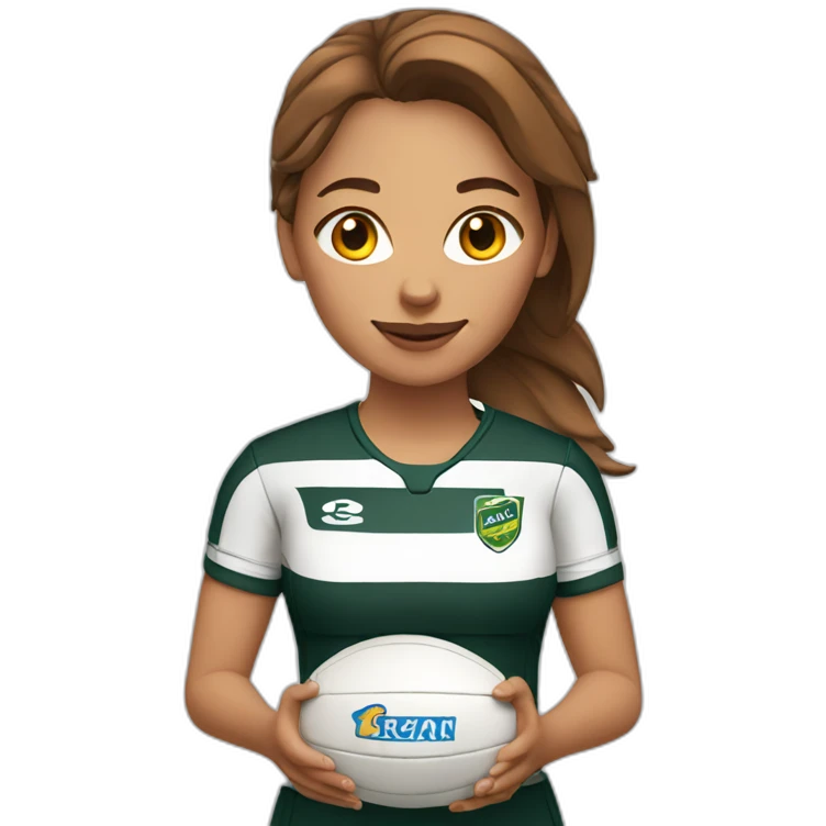 Rugbygirl White with brown hair with ball emoji