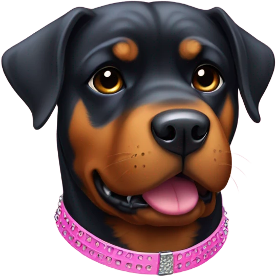 Rottweiler with a pink collar with studs  emoji