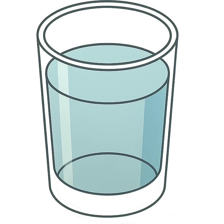 detailed 2D isometric illustration of a glass of water with shadows and highlights, clean contours, soft lighting, transparent background emoji
