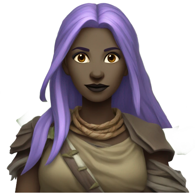 a purple haired female drow druid emoji