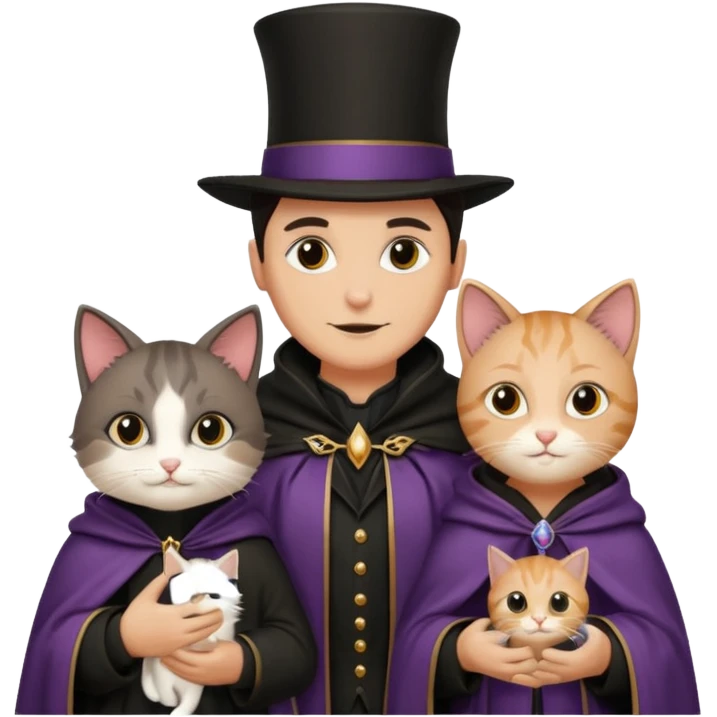 magician couple and their pet cat emoji