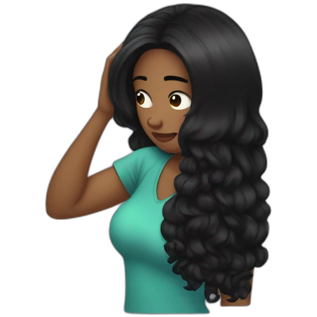 facepalm black hair girl emoji