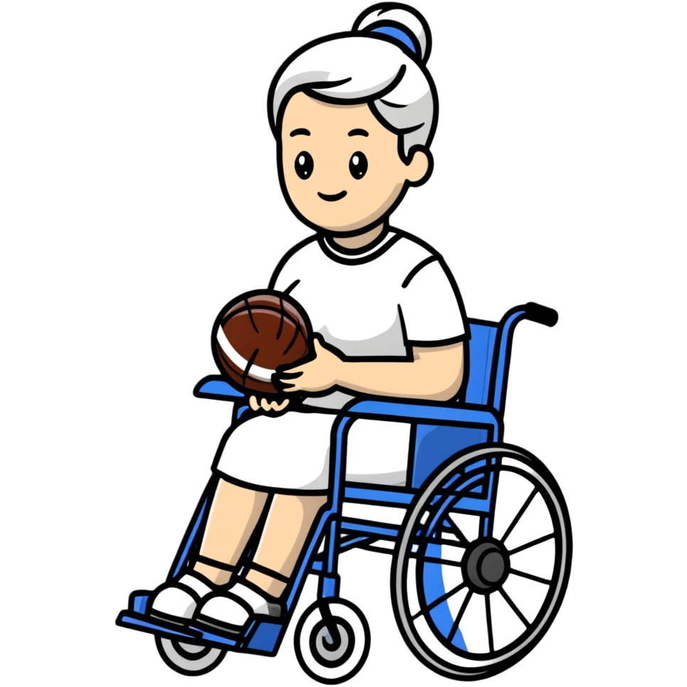 woman in wheelchair with football emoji