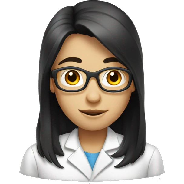chemistry student with black long hair and white skin emoji