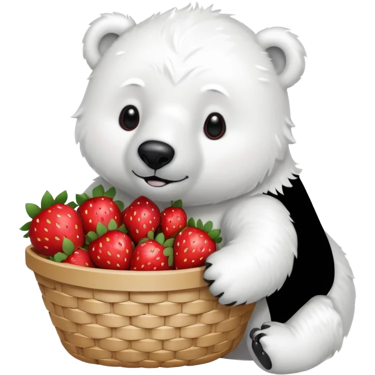 polar bear with a basket of strawberries  emoji