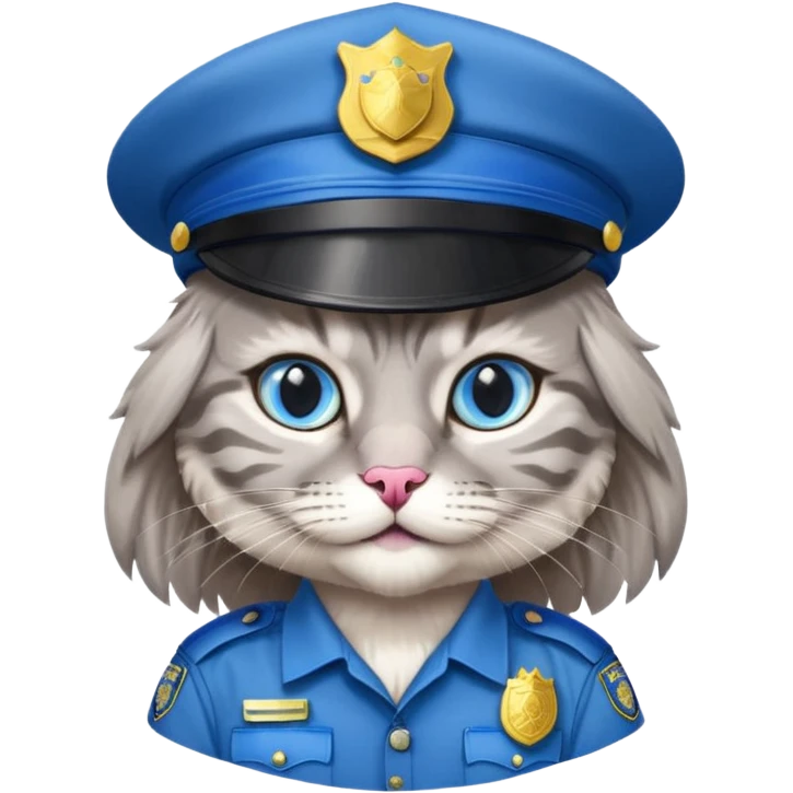 grey long-haired cat police emoji