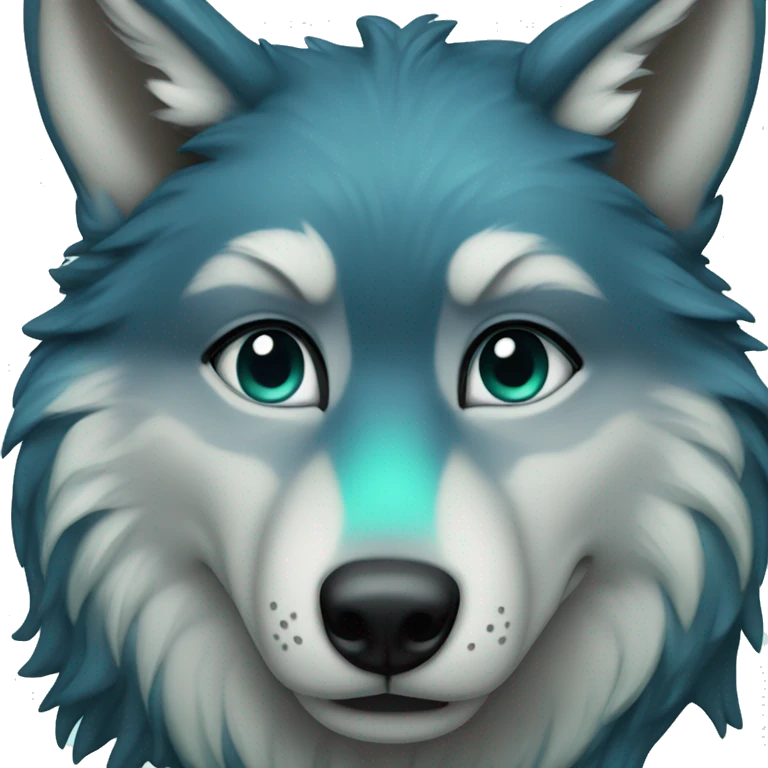 Wolf, Darker Blue fur with Aqua highlights emoji