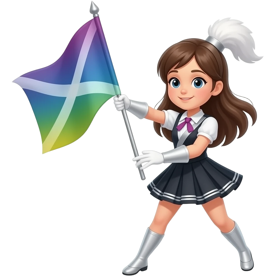 color guard flag twirl girl marching band emoji