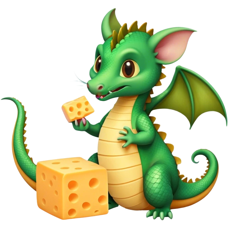 Dragon eating cheese with a mouse  emoji