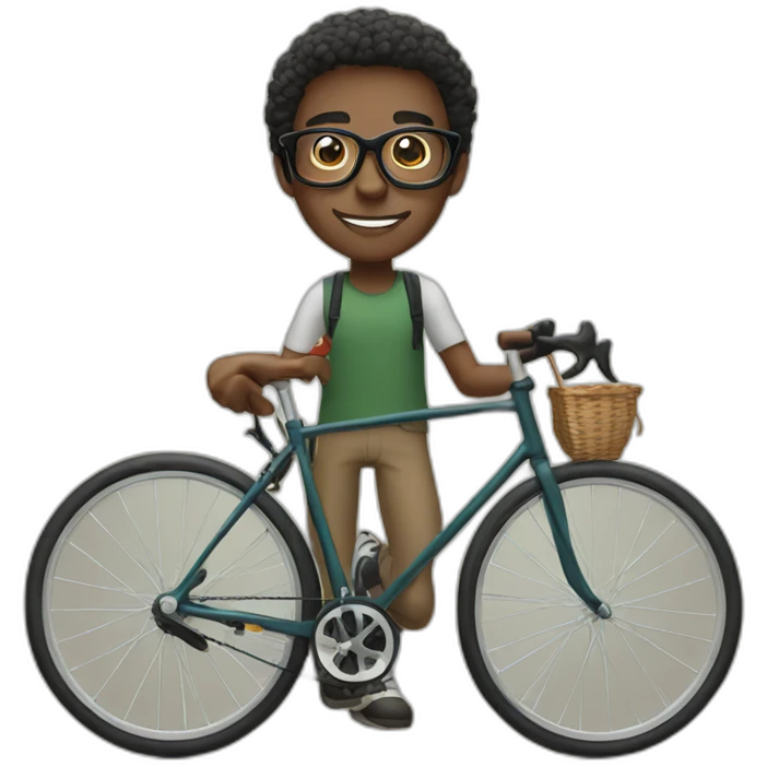 Black Man with nerd glasses in a bike emoji