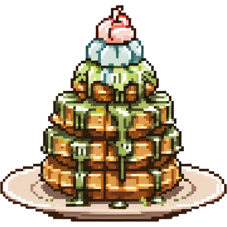 matcha ice cream on a stack of waffles emoji