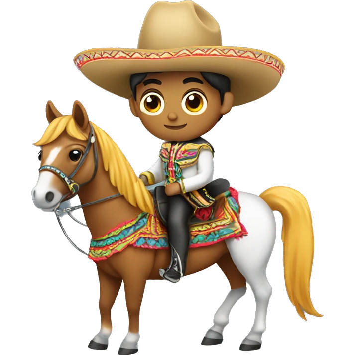 Charro uniform Mexican boy on a horse wearing a charro hat  emoji