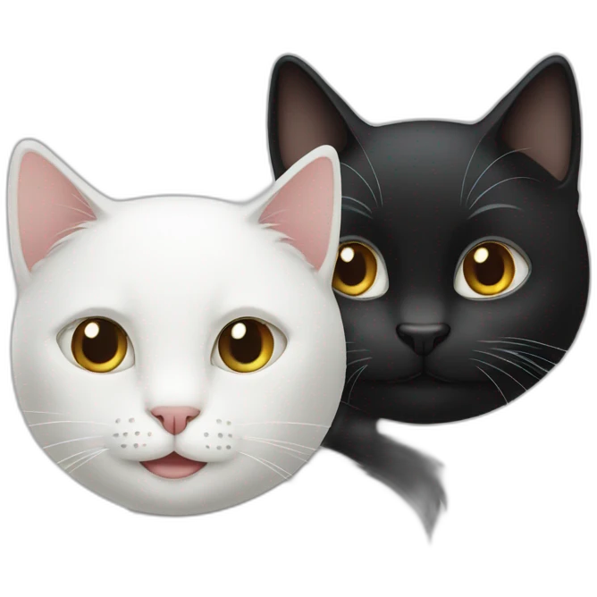 1 only white cat, and 1 only black cat smiling emoji