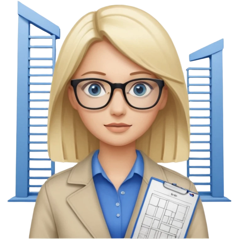 Blonde avec yeux bleus qui est architecte , cheveux lisses emoji
