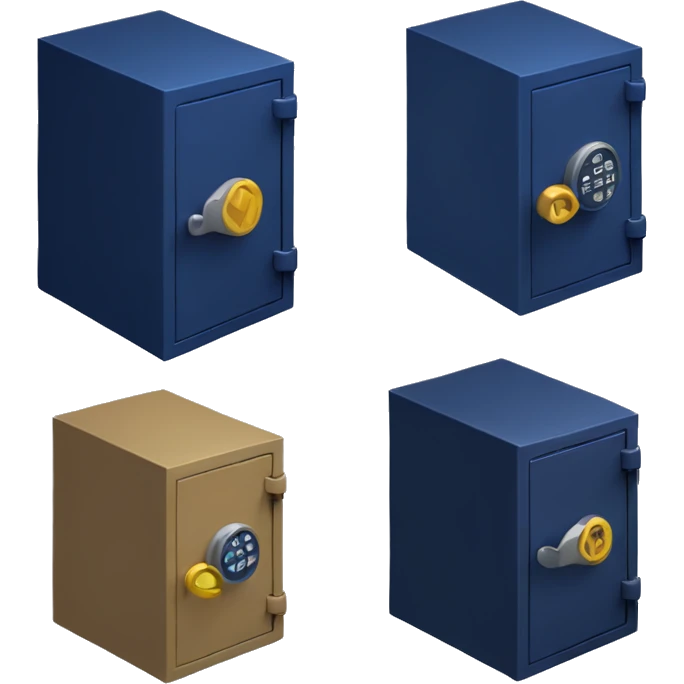 3d open isometric small safe in dark blue emoji