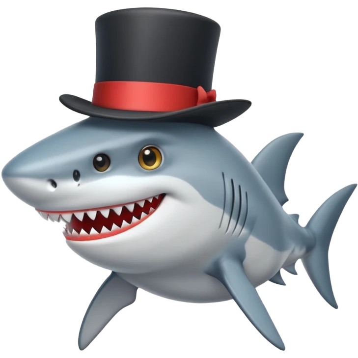 Shark with a top hat emoji